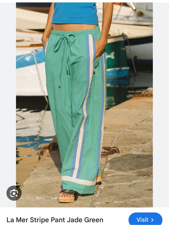 Araminta James Pants - Jade Green Wide-Leg Stripe Joggers